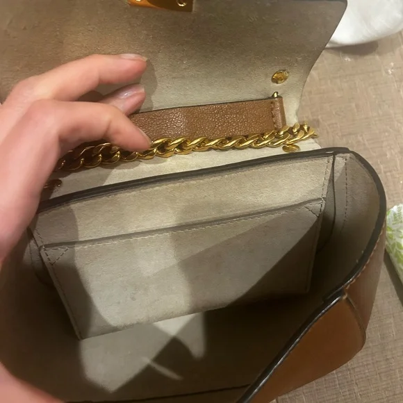 Chloe small Drew Brown Leather Shoulder Bag with Gold Chain - Picture 7 of 10